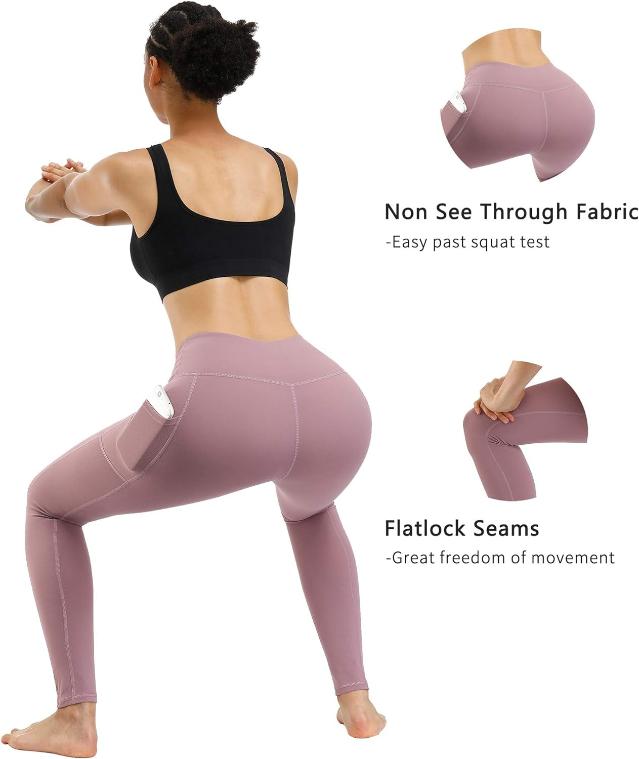 2 Pack High Waist Yoga Pants with Pockets, Tummy Control Workout Running Yoga Leggings for Women