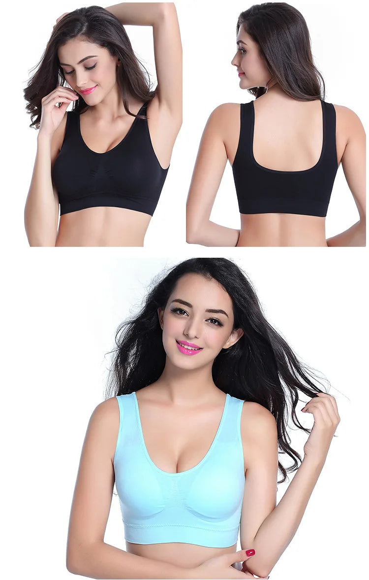 Women Sport Yoga Bra Running Vest Gym Workout Underwear Padded Crop Tops Female Sportswear Brassiere Push Up Fitness Bras