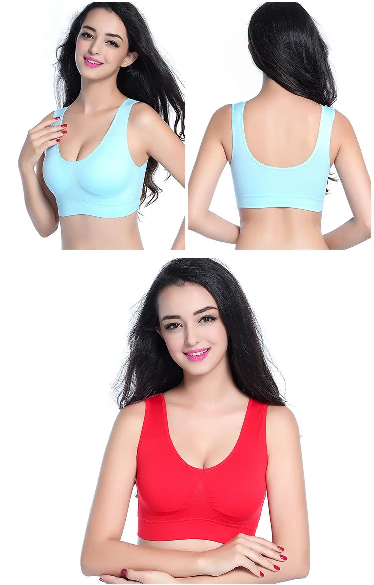 Women Sport Yoga Bra Running Vest Gym Workout Underwear Padded Crop Tops Female Sportswear Brassiere Push Up Fitness Bras