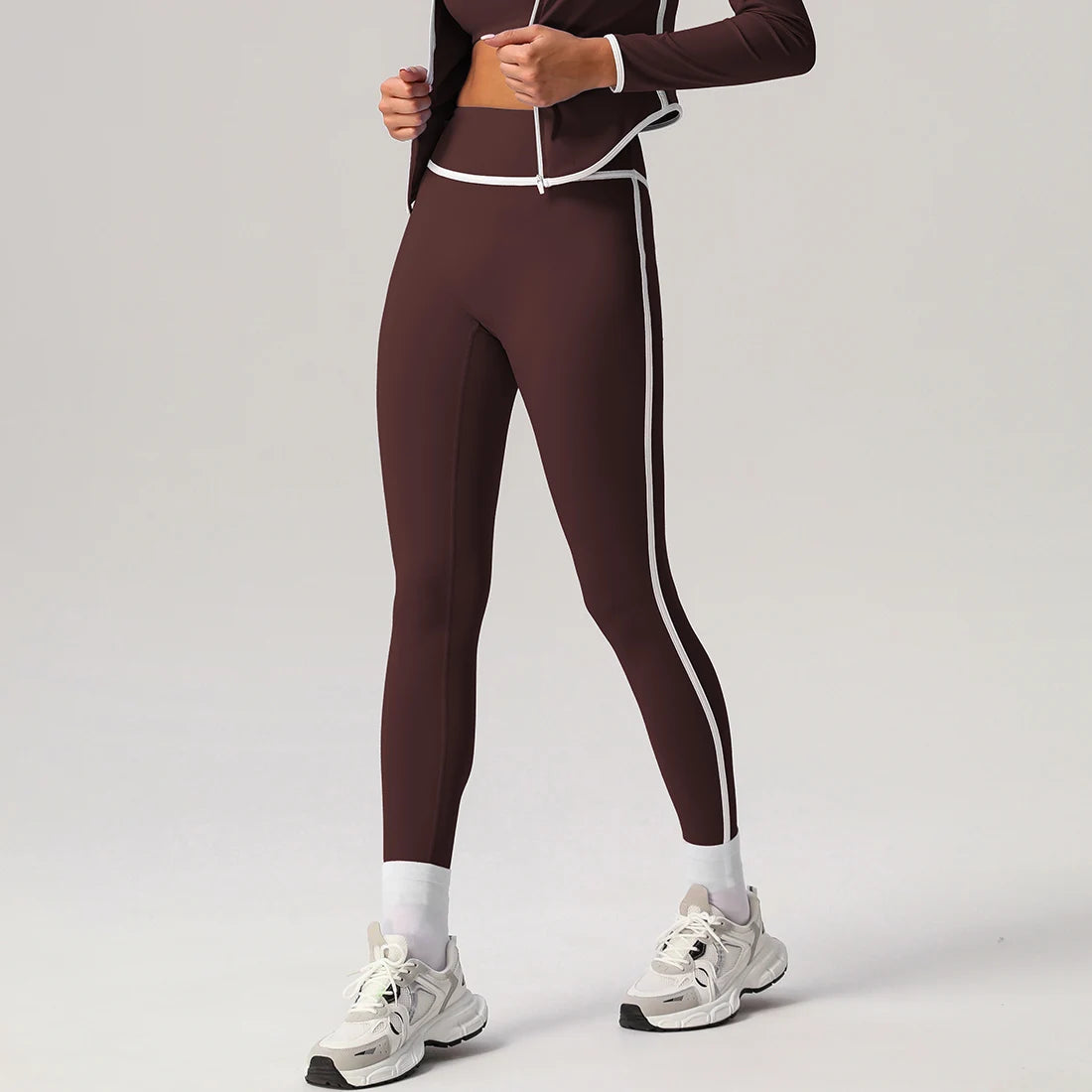 Women Fitness Casual Training Contrast Color Butt Liftting Outdoor Running Sport Yoga Leggings