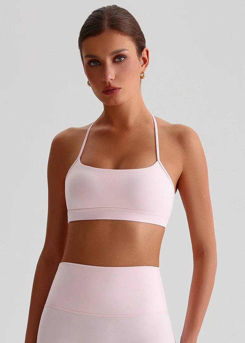 Summer Women's Sports Fitness Yoga Bra Wear Sexy Open Back Vest Sweatproof Breathable Gym Fitness Top Elastic Fabric Padded Bra