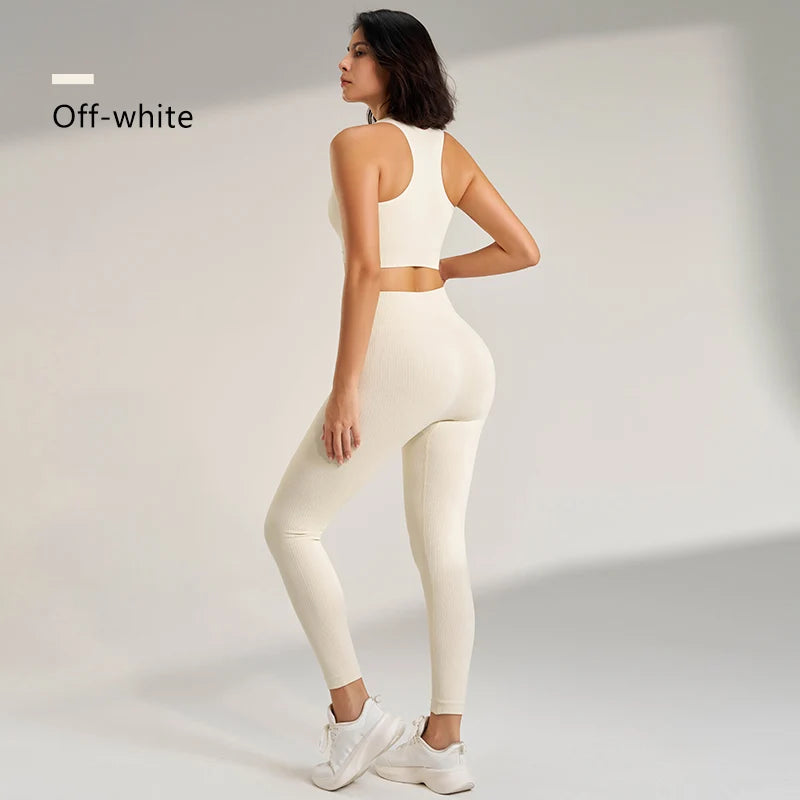 Women's Fitness High Waisted Skinny Sportswear Fitness Pants Bra Tops High Waisted Leggings Athletic Suit 2 Piece Yoga Wear