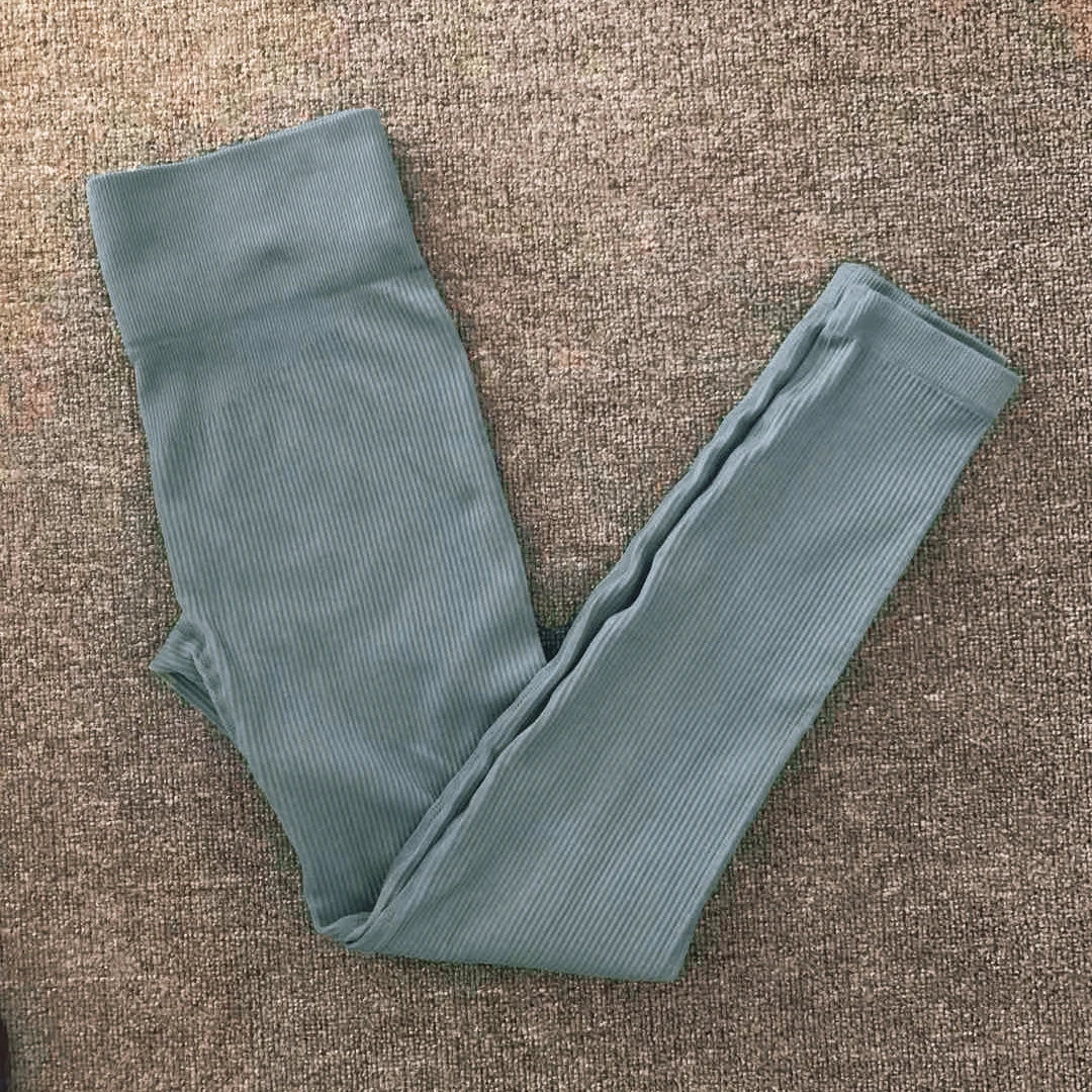 Women Knitted Fitness Cute Leggings Striped High Waist White Leggins Yoga Sports Gym Tights Casual Workout Outdoor Pnats