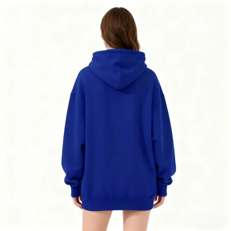 Women's Oversized Hoodie Sweatshirt Streetwear Autumn Winter 320g Loose Solid Color Thickened Hooded Pullover Top New Arrival