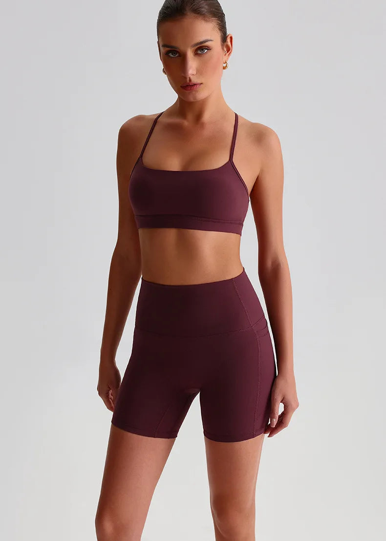 Summer Women's Sports Fitness Yoga Bra Wear Sexy Open Back Vest Sweatproof Breathable Gym Fitness Top Elastic Fabric Padded Bra