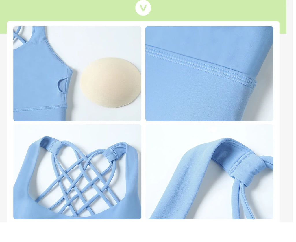 Women's Fitness Sports Bra Anti-Sweat Fitness Top Women Yoga Bra Shockproof Crop Top Cross Back Sport Bra Gym Workout Top