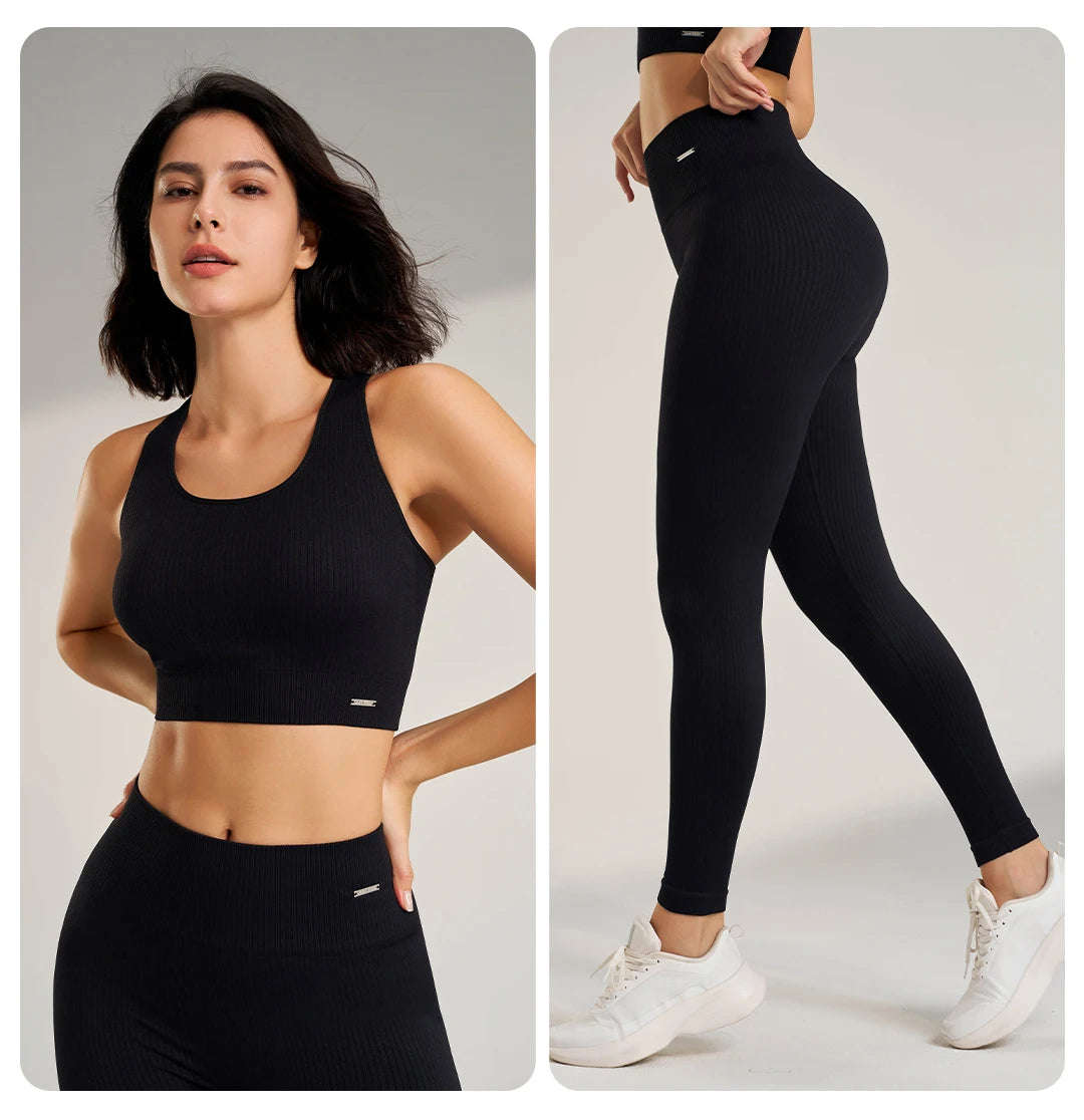 Women's Fitness High Waisted Skinny Sportswear Fitness Pants Bra Tops High Waisted Leggings Athletic Suit 2 Piece Yoga Wear