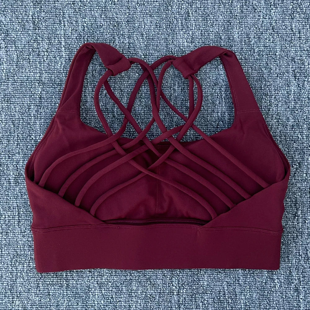 Women's Fitness Sports Bra Anti-Sweat Fitness Top Women Yoga Bra Shockproof Crop Top Cross Back Sport Bra Gym Workout Top