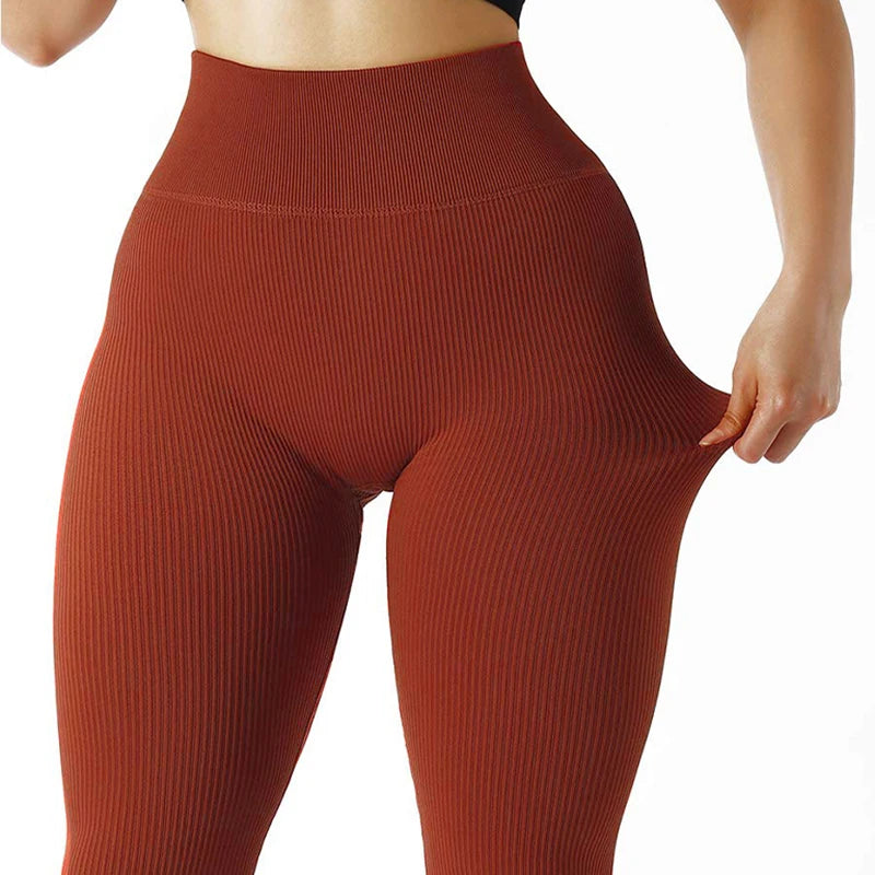 Women Ribbed Seamless Leggings High Waisted Gym Yoga Pants Push Up Leggings Athletic Fitness Workout Leggins Booty Sport Tights