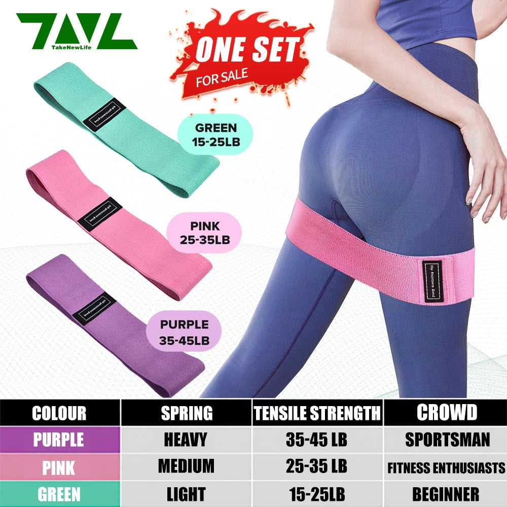 1 Set Women's Resistance Bands Stretch Bands for Fitness Yoga Squats and Butt Exercises Includes Three Resistance Levels
