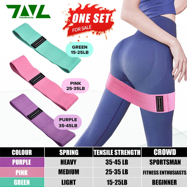 1 Set Women's Resistance Bands Stretch Bands for Fitness Yoga Squats and Butt Exercises Includes Three Resistance Levels